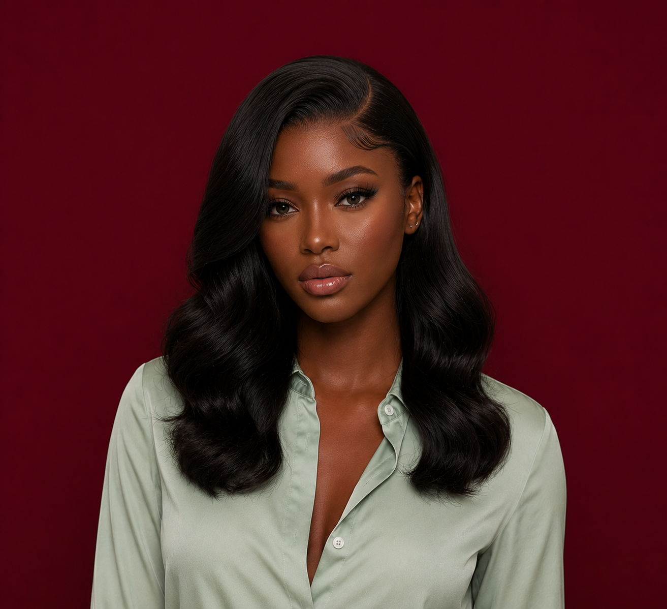 Classic below-shoulder 20 inch hair style